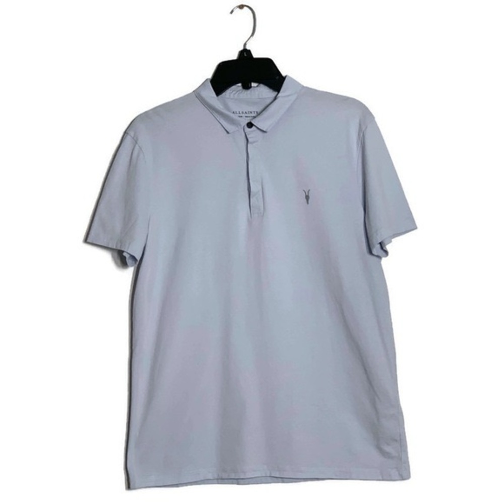 SOLD GRAILED ALL SAINTS Brace Slim Fit Sky Blue  100% Cotton Men’s Polo Shirt
